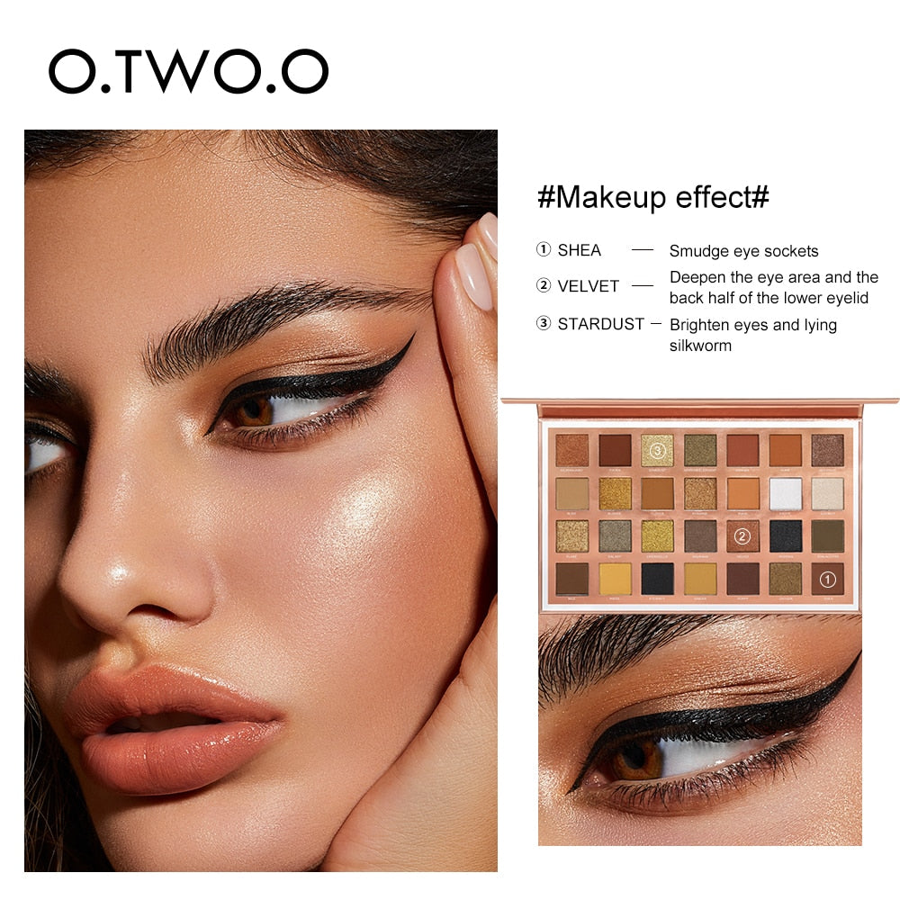 O.TWO.O 28 Colors Eyeshadow Palette High Pigment Metallic Makeup